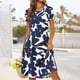 thumbnail image 1 of Puntoco Vestido Mujer Cuello Redondo Estampado Manga Corta Vestido Cuello Redondo Azul Xxl,Regalos Para Mujer Joven, 1 of 6