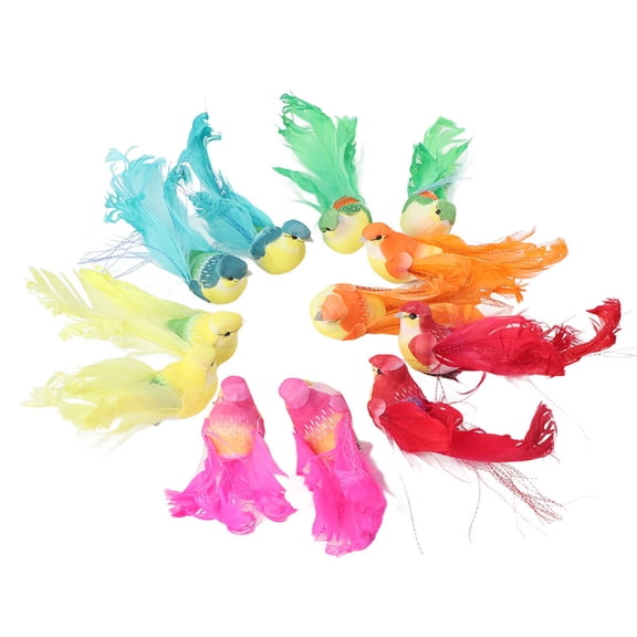 12pcs Artificial Simulation Foam Birds Feather Simulation Mini Love Birds with Clip for Craft Home Ornaments Garden Wedding Decoration