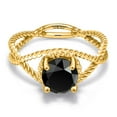 thumbnail image 3 of Gem Stone King 1.28 Ct Round Black Onyx 18K Yellow Gold Plated Silver Ring, 3 of 6