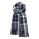 thumbnail image 4 of Bufanda de invierno cálida para mujer, chal de felpa a cuadros negro, gris y naranja, prenda de punto para el cuello ideal para el frío, bufandas de invierno para mujer, manta grande con flecos, suav, 4 of 4