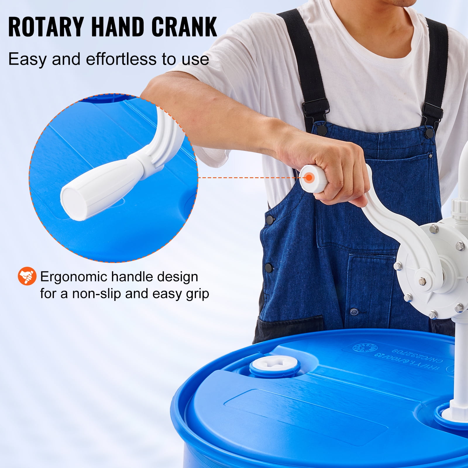KFFKFF Drum Rotary Barrel Pump Hand Crank Water Transfer Pump 5-55 Gallon Drums