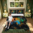 thumbnail image 2 of meiyoeat Dinosaur Letter A Print Full Size Comforter Sets for Boys Girls, Cartoon Dino Graffiti Bedding Comforter Set, Black Reversible, 3-Piece, 1 Comforter and 2 Pillowcases, 2 of 6