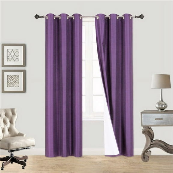 F10 Purple 1-Pc Printed Blackout Room Darkening Window Curtain Treatment, One (1) Insulated Thermal Panel 37" Wide X 84" Length