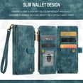 thumbnail image 6 of Dteck Samsung Galaxy Z Fold4 Wallet Case with Hand Strap, Heavy Duty PU Leather Zipper Folio Flip Case with Magnetic Closure, 5 Card Slots and Kickstand,Blue, 6 of 13