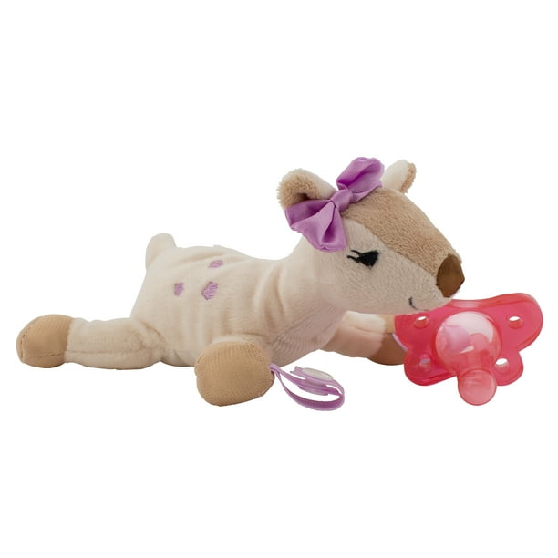 Dr. Brown's Lovey Pacifier and Teether Holder, 06m, Deer with Pink