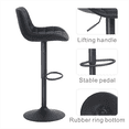 thumbnail image 5 of YOUNIKE Bar Stools with Soft Cushion Set of 2 Adjustable Swivel Bar Chairs Counter Stools,Square Grid Black, 5 of 10