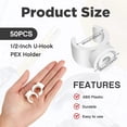 thumbnail image 2 of HAHDAXIA 1/2 Inch PEX Clips Pipe Hangers Clamps PEX Holder Pipe Support Plastic 16 mm PEX Tubing Clamps PEX Hangers Water Pipe Support Clamp Clips Socket (50 Packs), 2 of 6