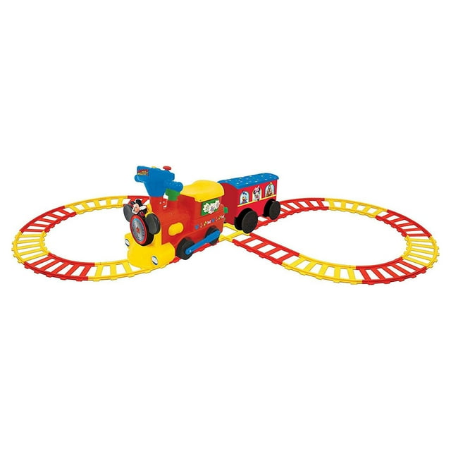 Kiddieland Disney Mickey Mouse Train à Chevaucher à Pile avec Rails et Caboose