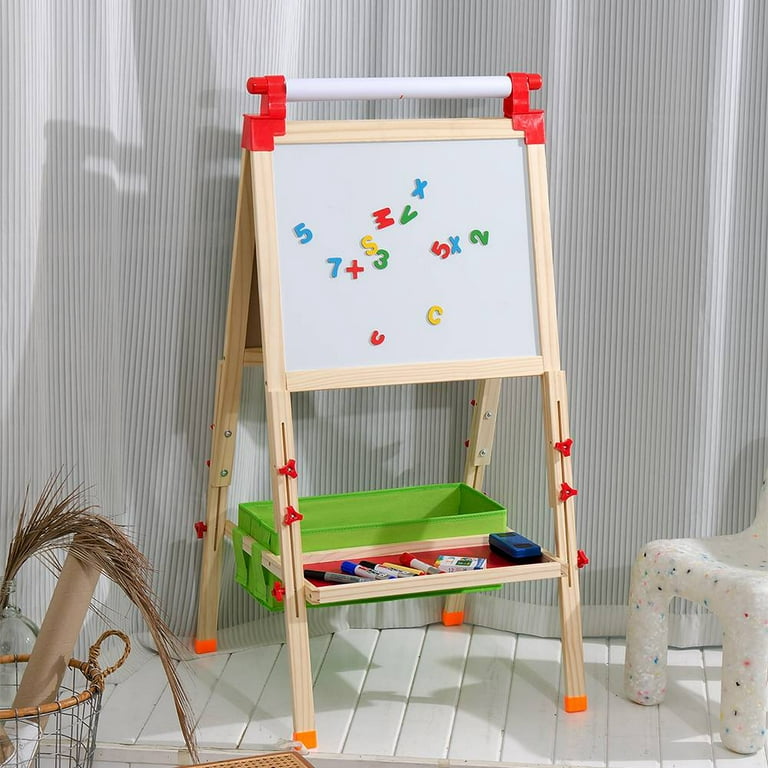 UTEX Wooden Kids Easel with Paper Roll and Storage, Art Easel for