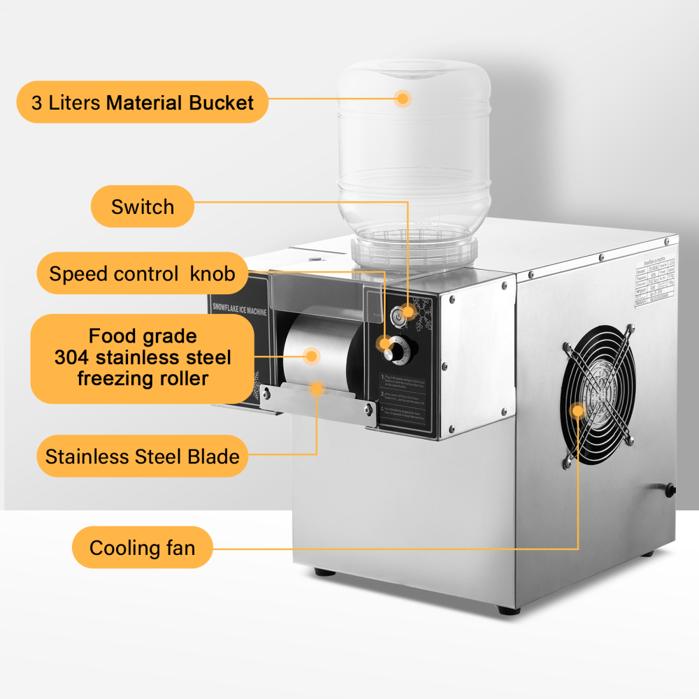 ZHAO Shaved Ice Machine Commercial Multifunctional Stainless Steel Snow Ice Machine Speed Adjustable for Milktea Shops Kitchen Food Truck Cafe Restaurant Parties valuable