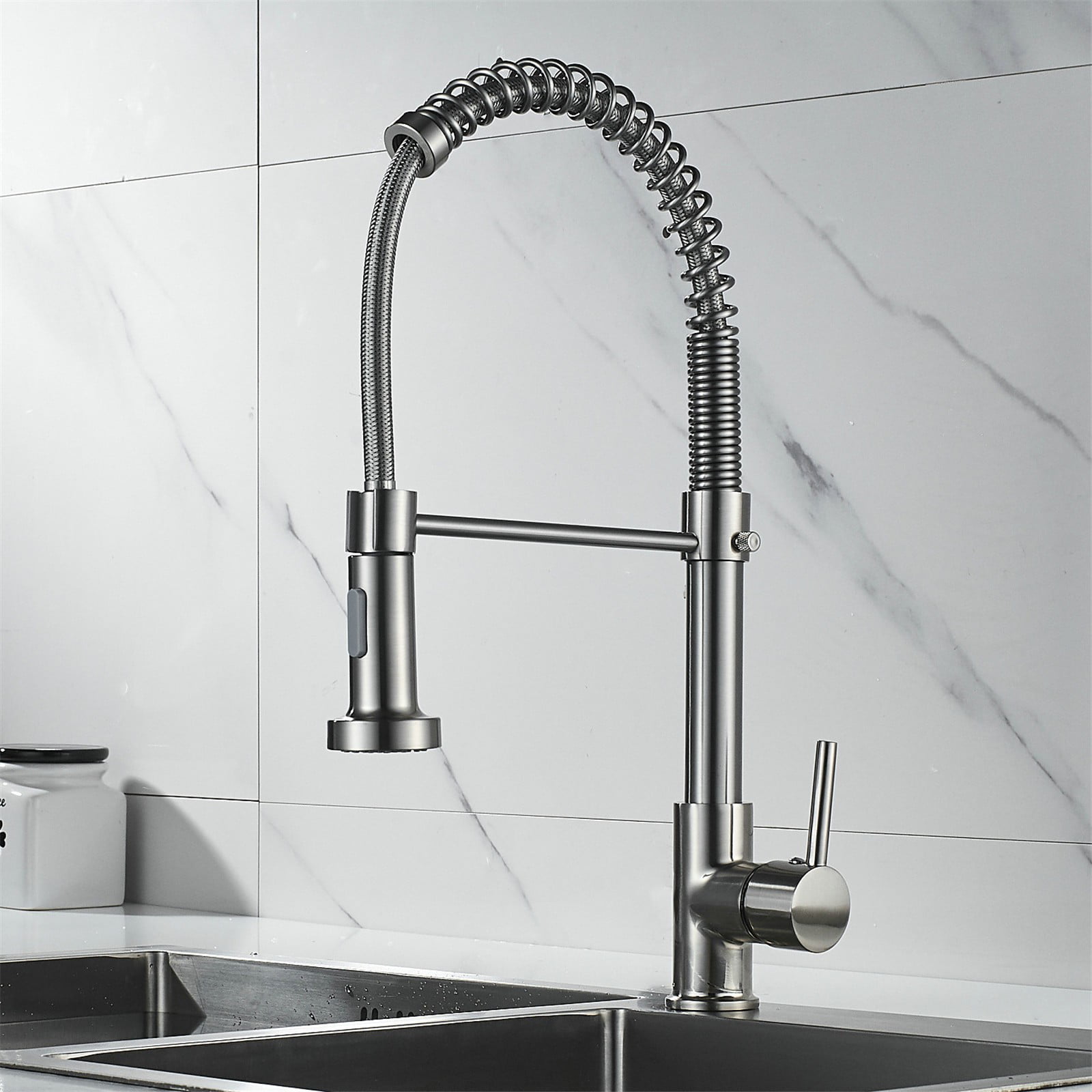 Black Kitchen mixer tap faucet sink swivel flexible spout 360` pull out brass 