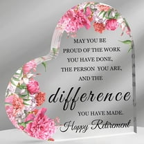 Acrylic Heart Retirement Gifts for Women 2024 Keepsake and Paperweight Retirement Plaque Inspirational Gifts for Retired Table Decoration (6 x 6 x 0.6 Inch)