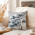 thumbnail image 3 of Ethan Taylor Floral Throw Pillow Soft Cushion Cover 'Blue and Silver Flowers II' Classical Pattern Decorative Square Accent Pillow Case, 16x16 Inches, Blue, Gray, 3 of 5