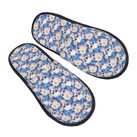 

Bingfone white Skull blue daisy House Slippers for Women Men with Soft Rubber Sole Slip On for Indoor/Outdoor-Medium