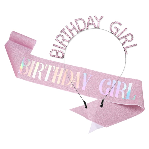 1 juego de diadema de cumpleaños Unique Bargains para mujer y niña Tono plateado rosa