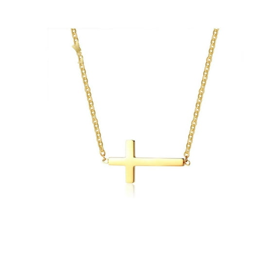 Edwin Earls 14k Yellow Gold Plated Stainless Steel Cross Necklace, 16 Inches