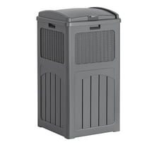 30 Gallon Trash Can, Resin Outdoor Garbage Can with Lid, Waterproof Hideaway Patio Waste Bins for Outside Use Gray