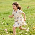 thumbnail image 2 of Bobifish Toddler Girls Dress Round Neck Short Sleeve Tee Dress Front Button Side Pocket A-Line Cartoon Printed Sundress, 2 of 6