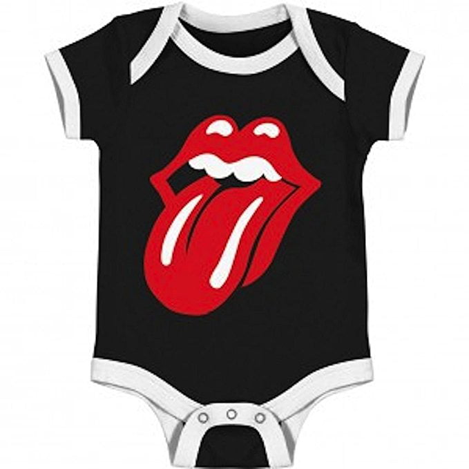 Rolling Stones Black White Tongue Age 0-18 Months Official Babygrow Romper 