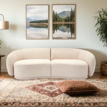Restworld Medieval Modern Comfortable Three Person Teddy velvet Sofa,Living Room, Bedroom Furniture,White