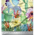 thumbnail image 3 of oneOone Silk Tabby Fabric Floral & Cactus Panel Print Fabric BTY 42 Inch Wide, 3 of 3