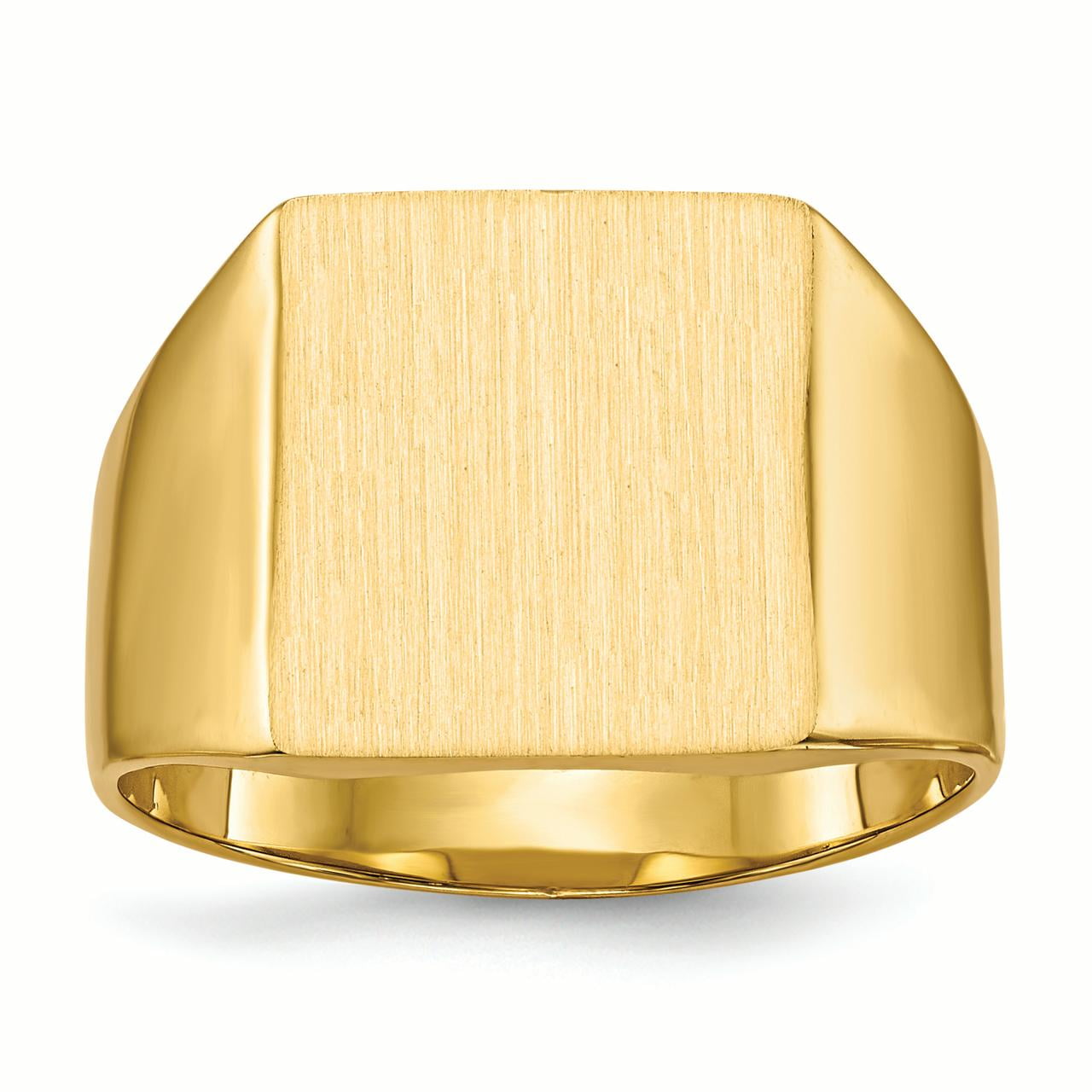 Ring Signet - 14K Yellow Gold 13.1 MM Men's Square Engravable Signet ...