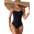 thumbnail image 3 of Femme Maillot de Bain 1 Pièce Ruché Effet Ventre Plat Halter Réglable Élégant Monokini de Sport Black + Leopard Pattern XL, 3 of 7
