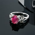 thumbnail image 4 of Gem Stone King 925 Sterling Silver Red Created Ruby Ring for Women (2.00 Cttw, 9X7MM Oval, Available in Size 5,6,7,8,9), 4 of 5
