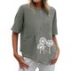 thumbnail image 2 of Fiudx Ofertas Flash Artículos En Oferta Moda Mujer Casual Cuello Redondo Impresión Blusa Manga Corta Camiseta Verano Tops, 2 of 5