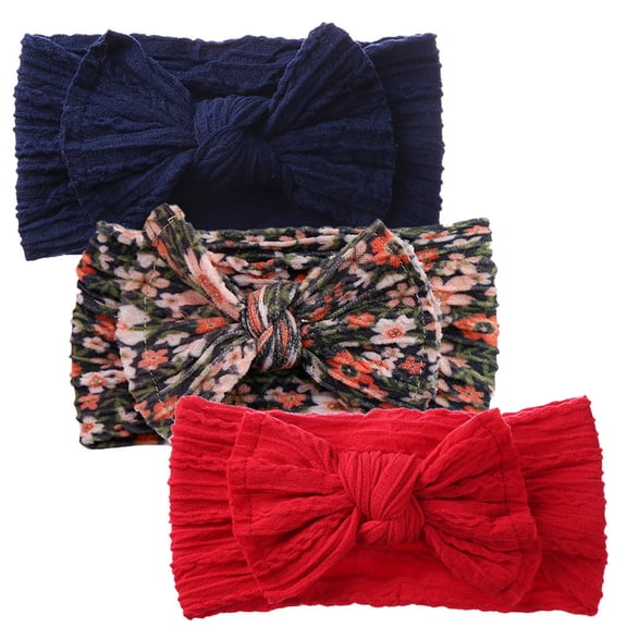 3pcs Baby Girl Big Bows Headbands Elastic Hairbands Turban Hair Accessories Photo Props for Newborns Infants