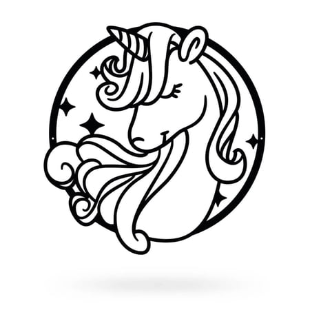 RealSteel: Magical Unicorn Metal Wall Art – Enchanting Princess Room Decor, Powder-Coated Indoor/Outdoor Durability (18"/B)