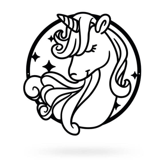 RealSteel: Magical Unicorn Metal Wall Art – Enchanting Princess Room Decor, Powder-Coated Indoor/Outdoor Durability (18"/B)