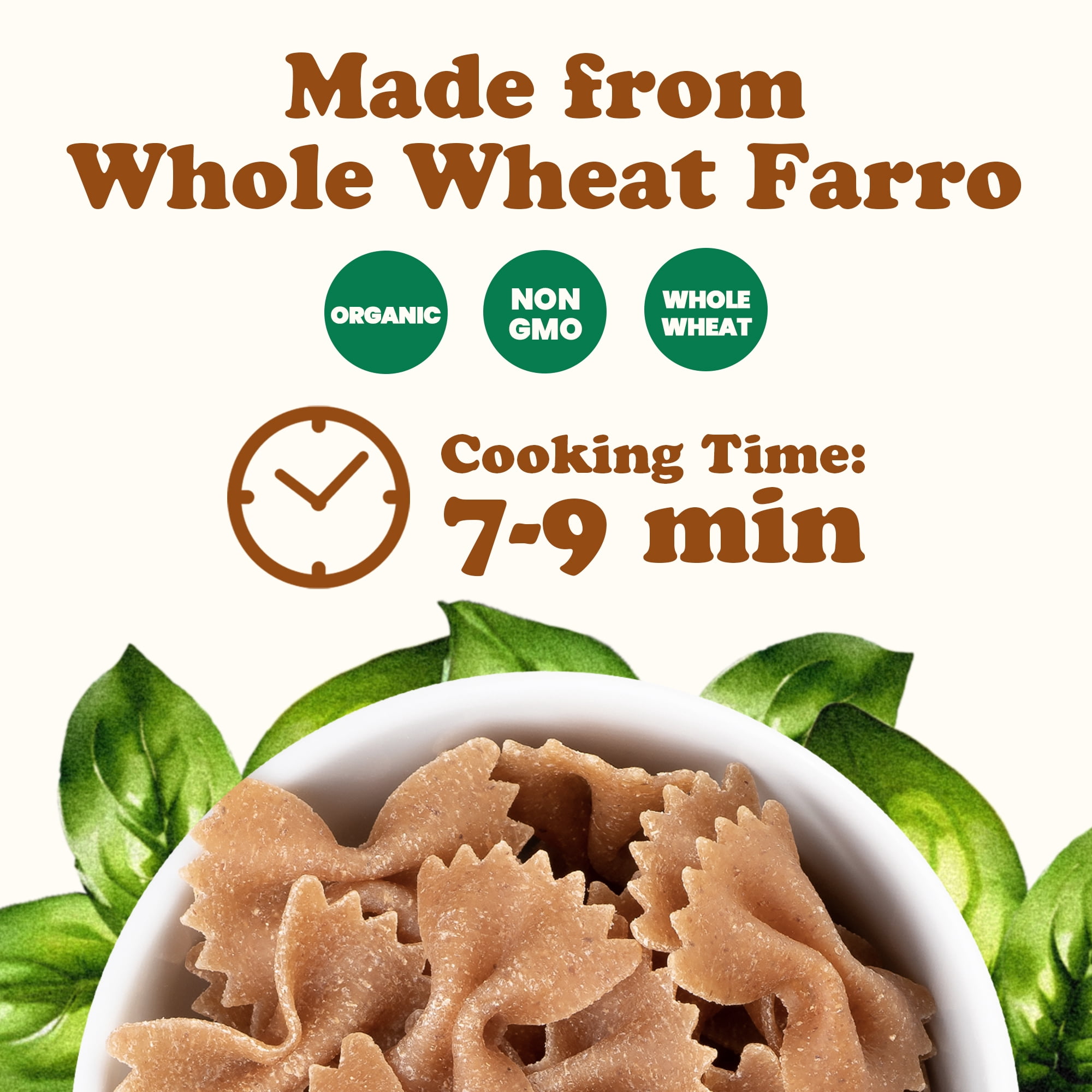Organic Farro Farfalle Pasta, 1.1 lb (Pack of 4) – Italian Whole Wheat and Non-GMO Bow-tie Pasta – by Food to Live