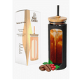 thumbnail image 1 of Vaso De Cristal Funda De Silicona Popote color negro, 1 of 4