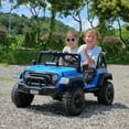 thumbnail image 5 of Funcid 24 Volt Ride on Toys 2-Seater Ride on Cars with Remote Control, 400W Electric Car for Kids, Ride on Truck Car W/ Bluetooth, Power Display, Music, LED Lights, Suspension, Blue, 5 of 15