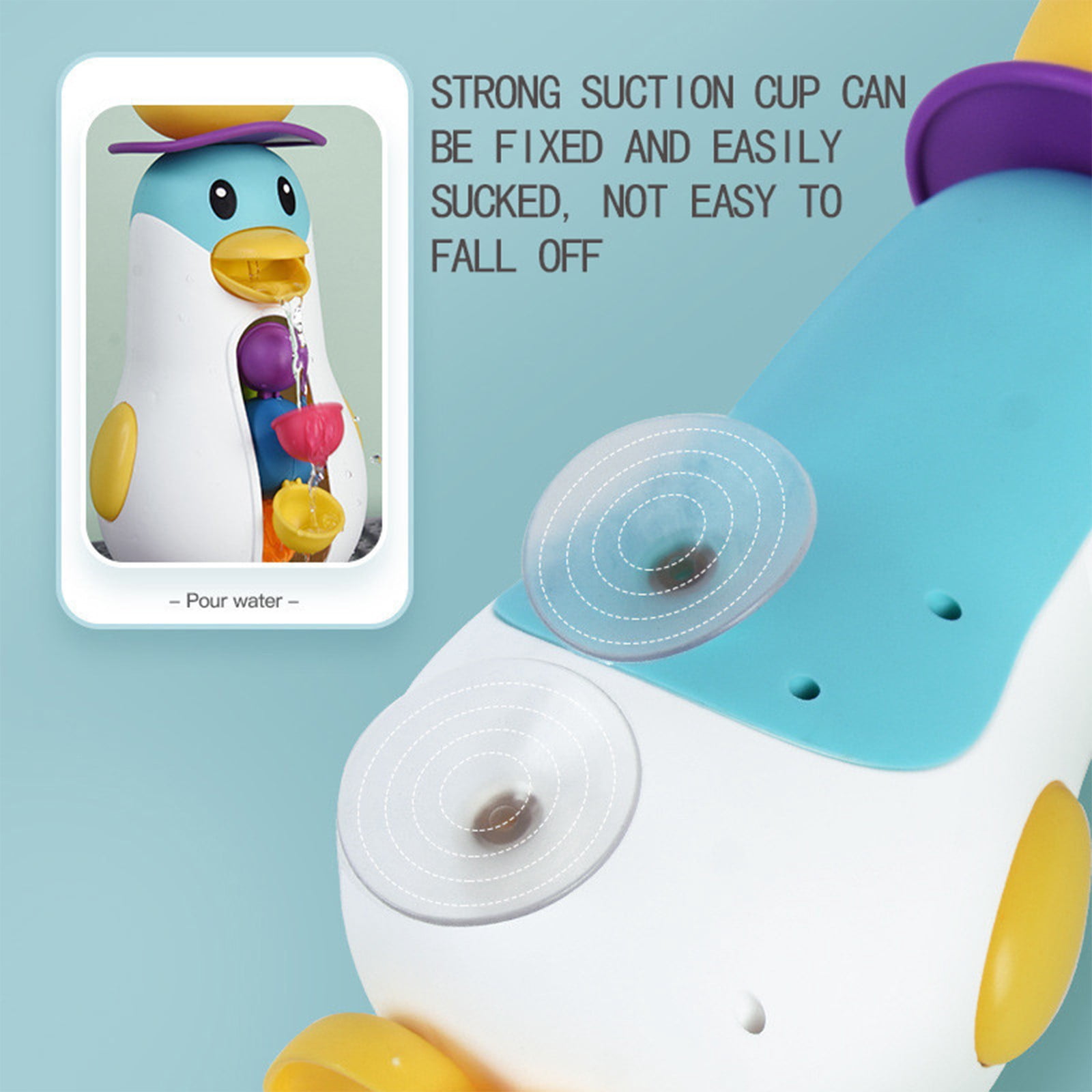 Spinning Windmill Sprinkler Penguin Kids Bathroom Water Play Toy, Toddler Daily Shower Time Distraction Interactive Paddling Pool Play, Non Toxic BPA Free Smooth Sensory Games For Baby Girl Boys