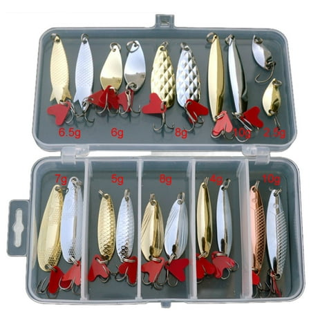 LKWLPD 20pcs Metal Fishing Lures Bass Spoon Crank Bait Saltwater Tackle Hooks