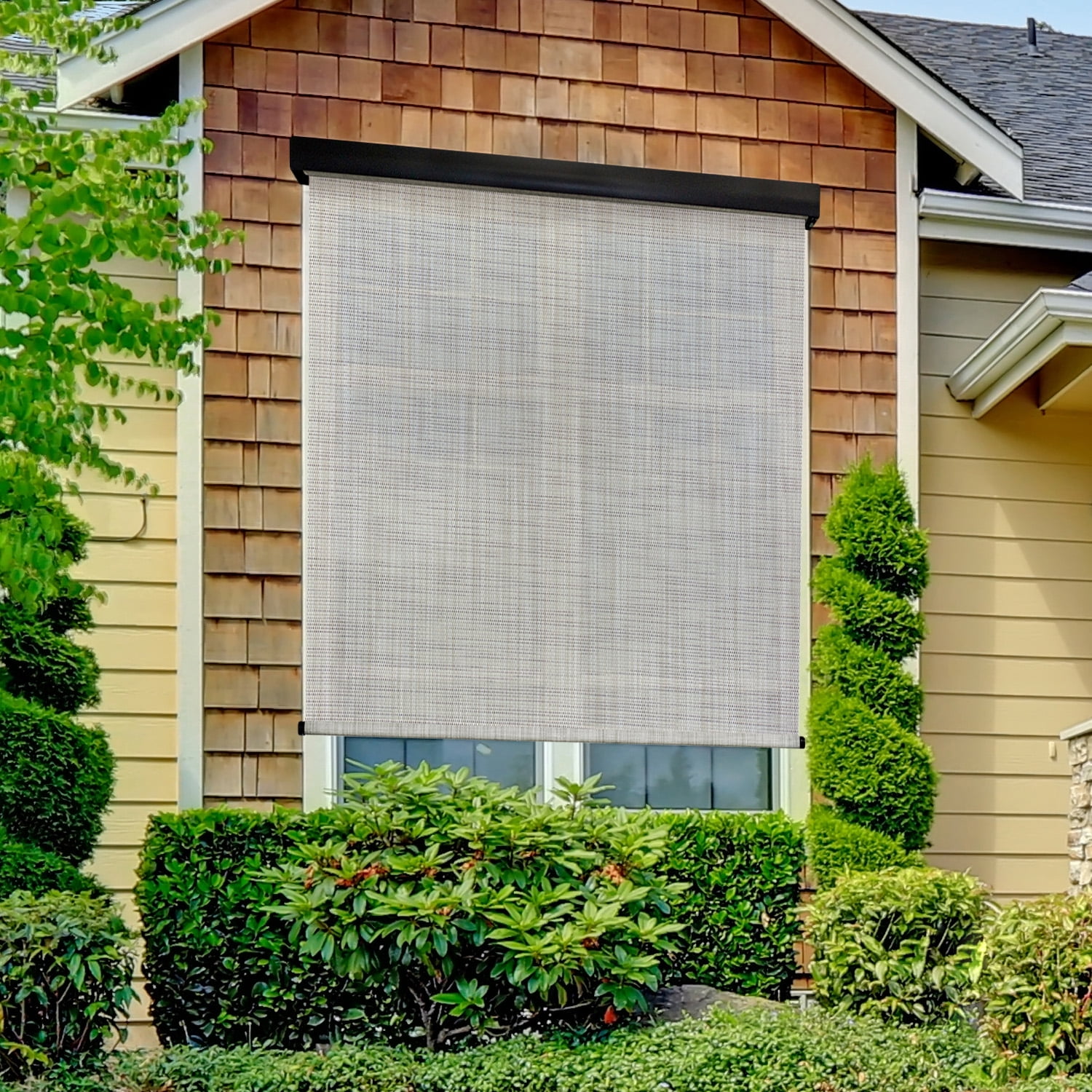 Keystone Fabrics Motorized PVC Outdoor Patio Sun Shade 4ft Wide (Dark Brown)