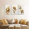 thumbnail image 3 of Golden Rose Flower Canvas Wall Art Golden Floral Picture Wall Decor Modern Elegant Plant Poster Print for Living Room Bedroom Bathroom Office Artwork Home Decoration（Only canvas）, 3 of 6