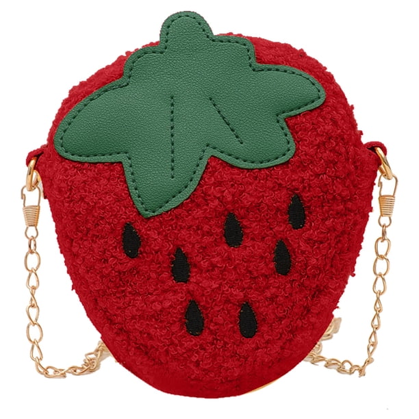 Bolso de fresa de dibujos animados Bolso de hombro para niños Bolso de Nochevieja Bolso bandolera de peluche