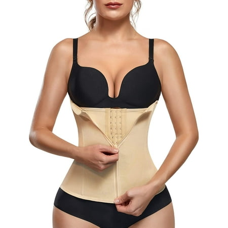 

Eleady Waist Cincher for Women Zipper Waist Trainer Shapewear Mesh Body Shaper Corset Plus Size Trimmer for Tummy Control(Beige Small)