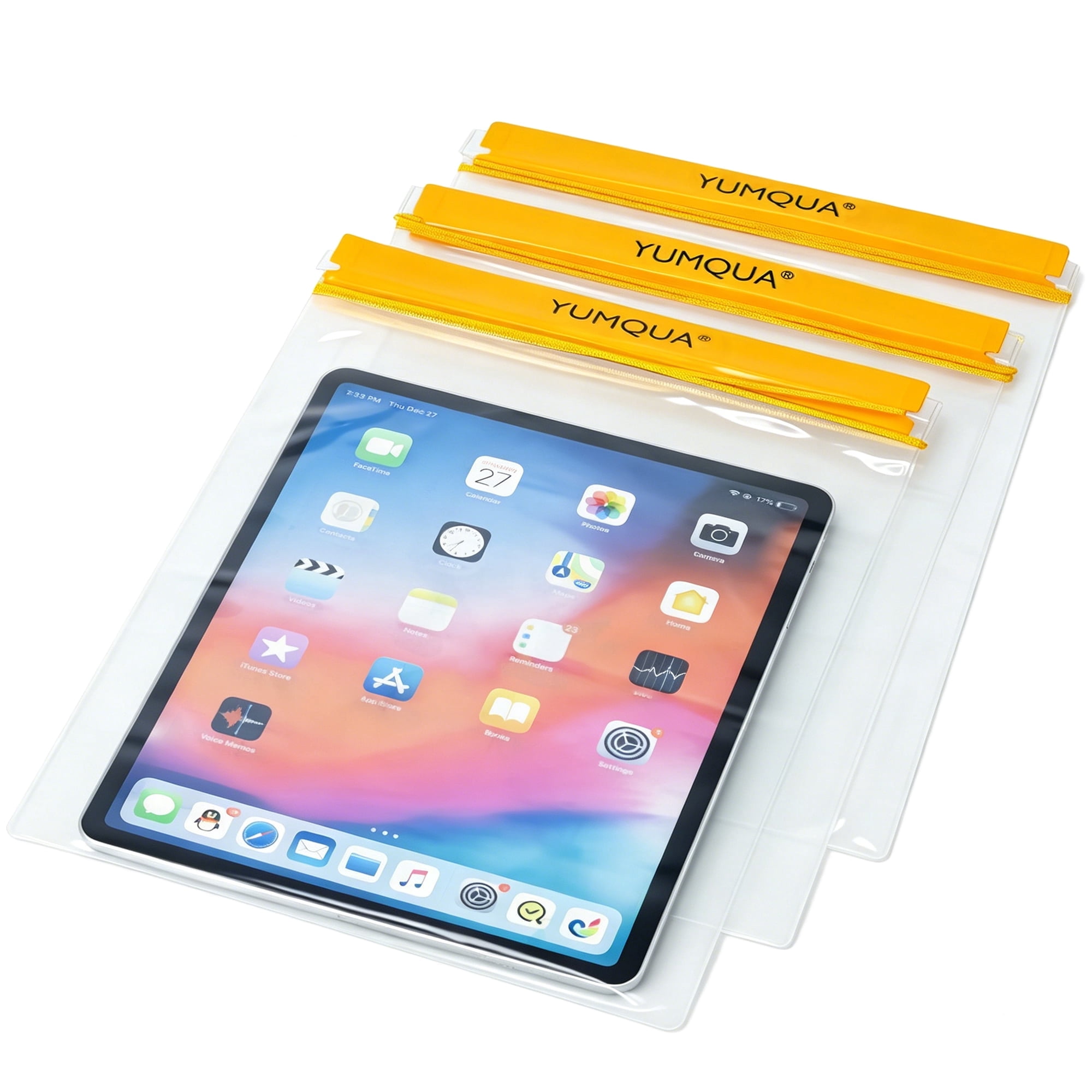 YUMQUA Waterproof Bags Protects from Water Fits Kayaking PVC Yellow, 26x33cm, Pack of 3