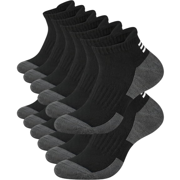 KOITHOT 6 Pairs Mens Ankle Socks Black Athletic Running Cushioned Men's Breathable Low Cut Socks
