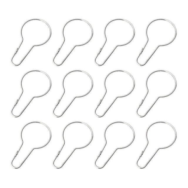 OUNONA 12 Piezas Ganchos para Cortinas de Ducha Rodillo Deslizante Anillos de Acero Inoxidable Inoxidables con Clips Pulidos para Barras de Baño Cortinas (Plata) como se Muestra