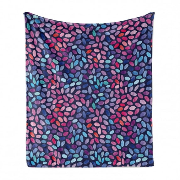 Modern Soft Flannel Fleece Throw Blanket, Watercolor Style Effect Hand Drawn Repeating Mosaic Inspired Pattern, Cozy Plush for Indoor and Outdoor Use, 50" x 70", Blue Pale Blue and Pink, by Ambesonne