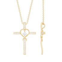 Rosec Jewels Lab Grown Diamond Cross Pendant with Heart Infinity (Ef-Vs Quality) - Womens Ready to Gift for Christmas, 14K Yellow Gold