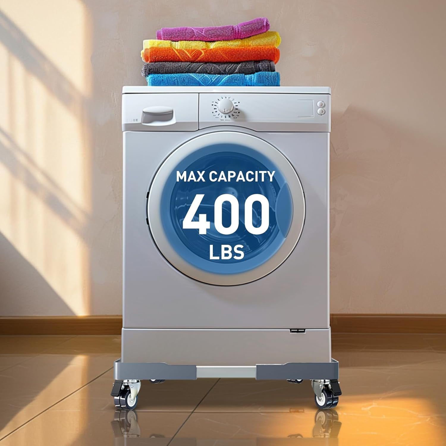 Appliance Dolly Cart, Mini Fridge Stand Furniture Dolly with 4 Twin Locking Wheels, Adjustable Furniture Mover Mobile Roller Base for Washing Machine, Dryer, Refrigerator, Laundry Pedestal
