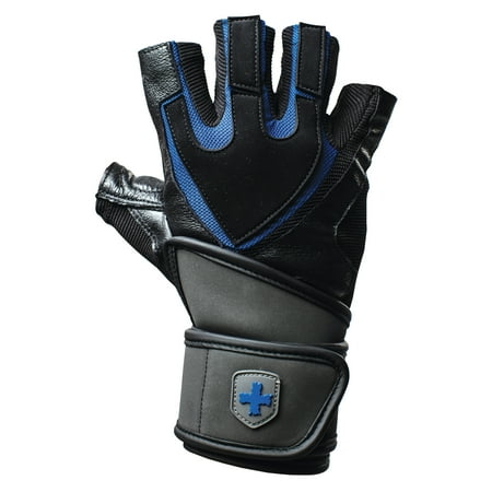 Harbinger Training Grip Wristwrap Weightlifting Gloves with TechGel-Padded Leather Palm (Pair)  Small