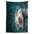 thumbnail image 3 of Ambesonne Shark Tablecloth Rectangular Table Cover, Scary Open Mouth Teeth, 60"x84", Petrol Blue Grey White, 3 of 4