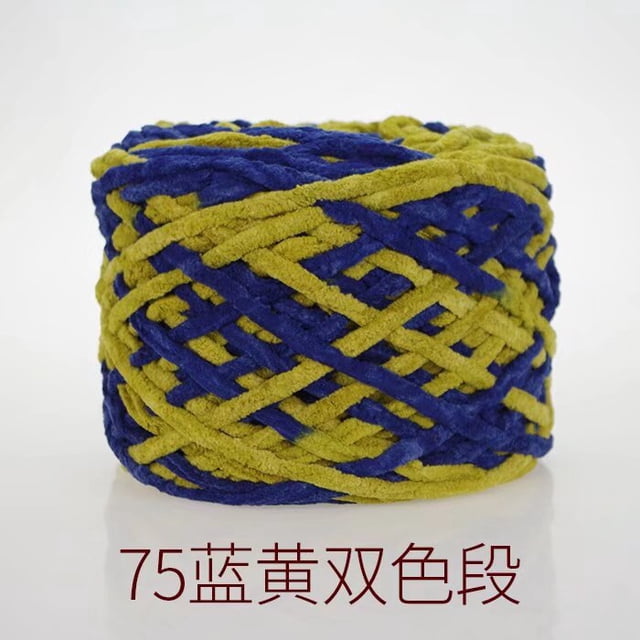 Nvzi Hilo de algodón para ganchillo, hilo fino para tejer a ganchillo, hilo de poliéster suave y duradero para tejer a mano y proyectos de manualidades, 2 rollos. Azul + Amarillo.